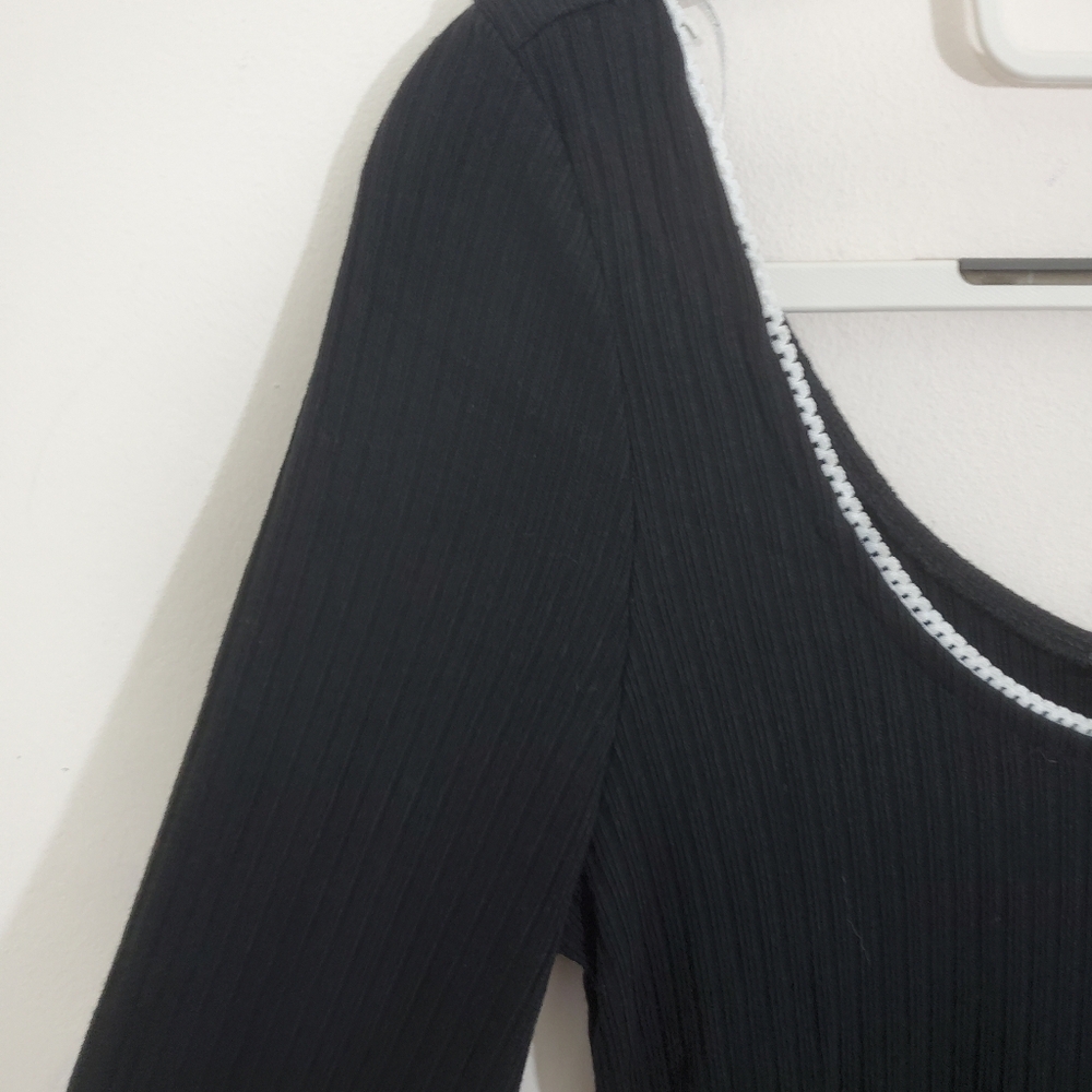 NWT Lulus Certainly Darling Black Ribbed Long Sleeve Bodycon Midi Dress Large - Picture 6 of 14